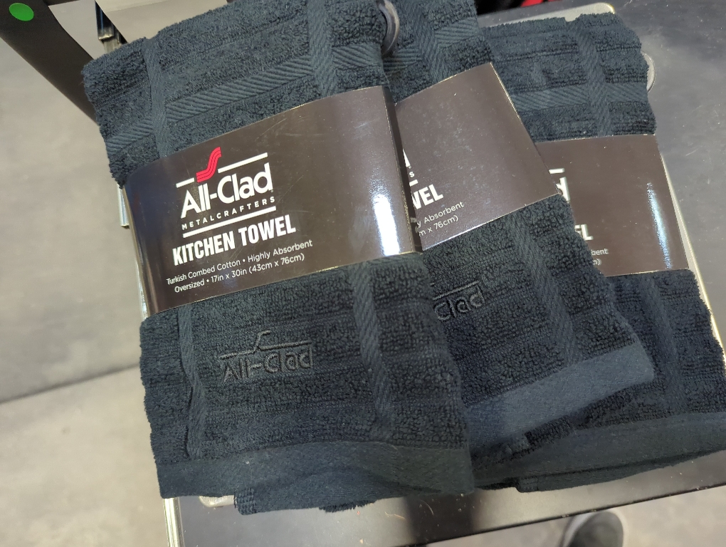 All-Clad Solid Kitchen Towel: Highly Absorbent, Super Soft Long Lasting - 100% Cotton, 17x30 Tea Towel for Cleaning & Drying Dishes, Pans, Glassware, or Countertops, (3-Pack), Black