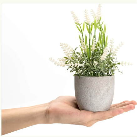 Velener Artificial Lavender Flowers(Pink/White/Purple), Small Fake Lavender Plants Pot Set of 3 - Faux Lavender Flowers for Farmhouse/Home