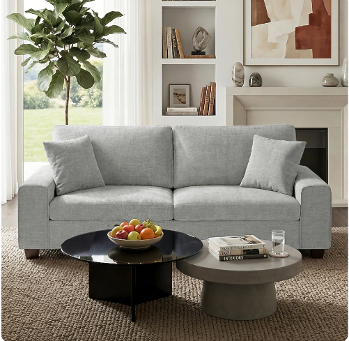 Czpalo 88-in W Modern Light Gray Chenille 3-Seater Loveseat Sofa Couch with Removable Slipcover