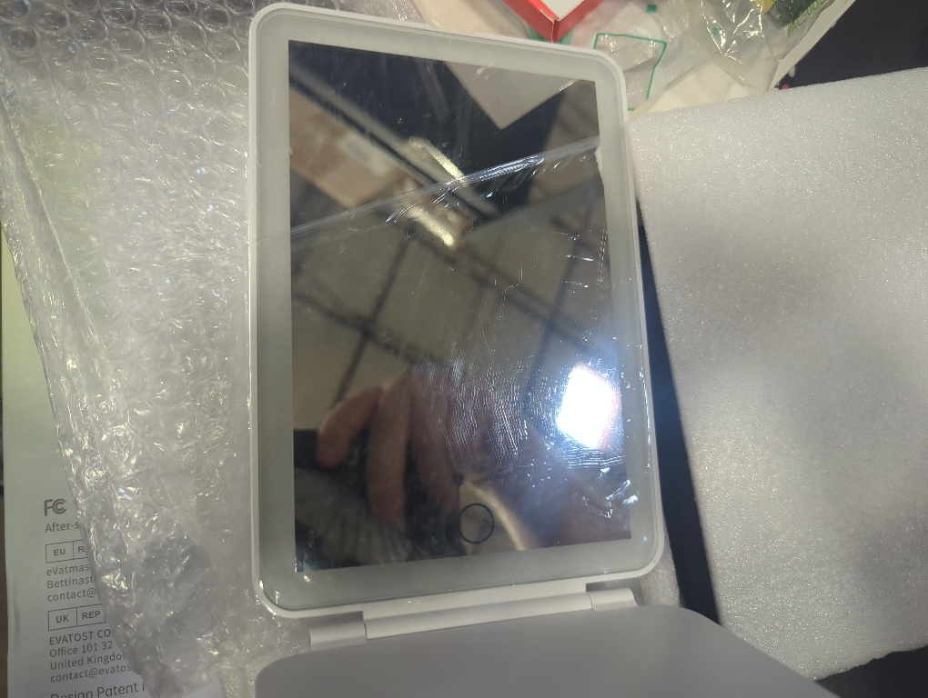 Size 5x7.5 Color White FUNTOUCH Rechargeable Travel Makeup Mirror with 72 Led Lights, Portable Lighted Beauty Mirror, 3 Color Lighting, Dimmable Touch Screen, Tabletop LED Folding Cosmetic Vanity Mirror