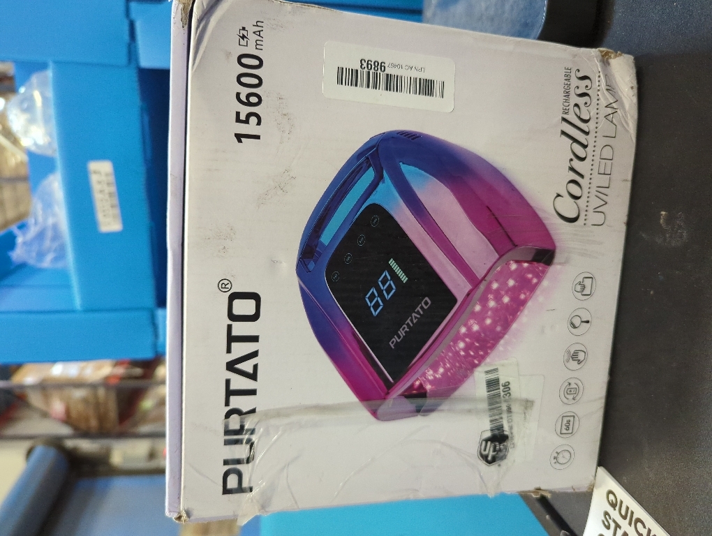 Professional Rechargeable 96W UV LED Portable Cordless UV Light for Nail Lamp Machine with Removable Stainless Steel Bottom,4 Timer Setting and Smart Sensor Nail Dryer (Blue&Purple)