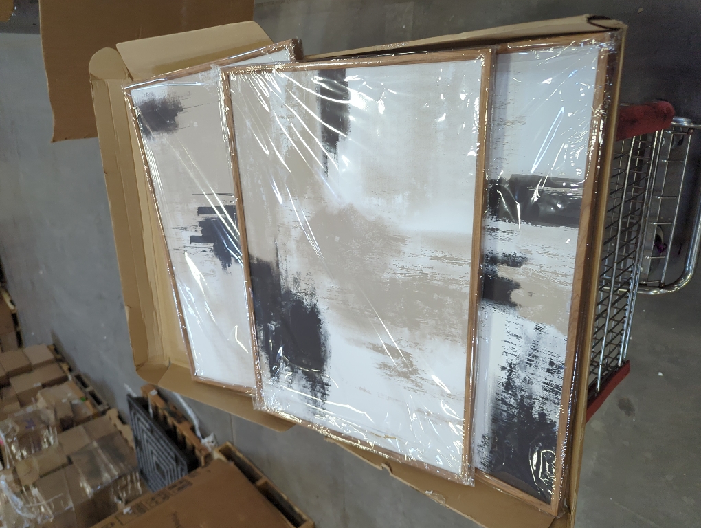 16x24x3 LHIUEM Large Abstract Framed Canvas Wall Art,Modern Black and Brown Artwork,Minimalist Color Block Shape Wall Decor,Neutral Beige Artwork for Living Room,Bedroom,Office-16''x24''x3