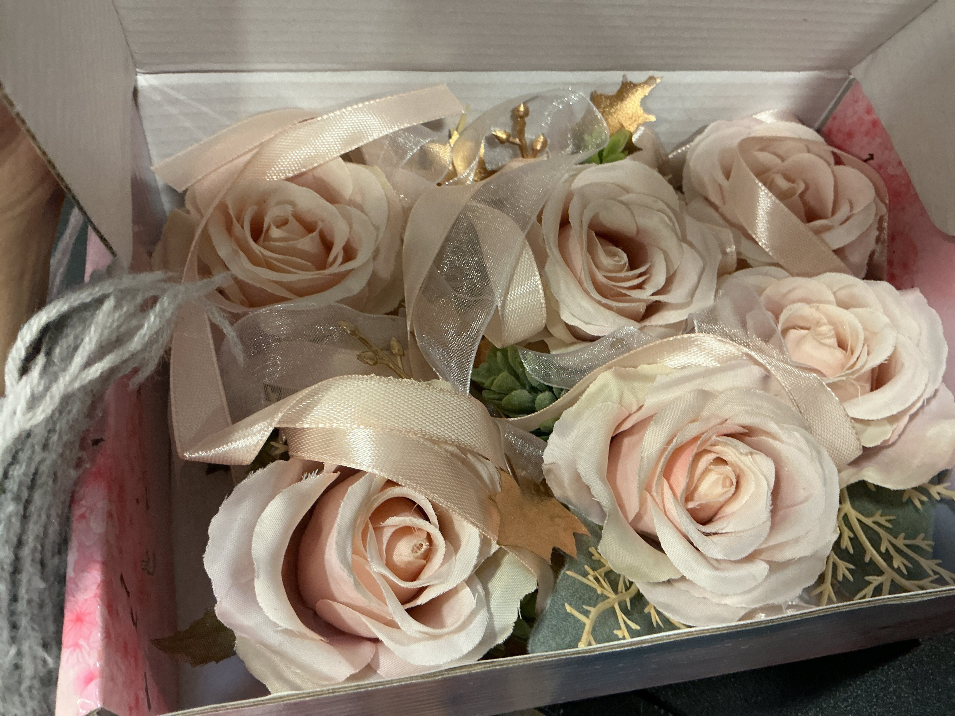 Pink Rose Wrist Corsages for Wedding Set of 6 Artificial Flower Hand Flowers Bridal Bridesmaid Girls Wristband Flowers for Vintage Rustic Wedding Prom Party Homecoming