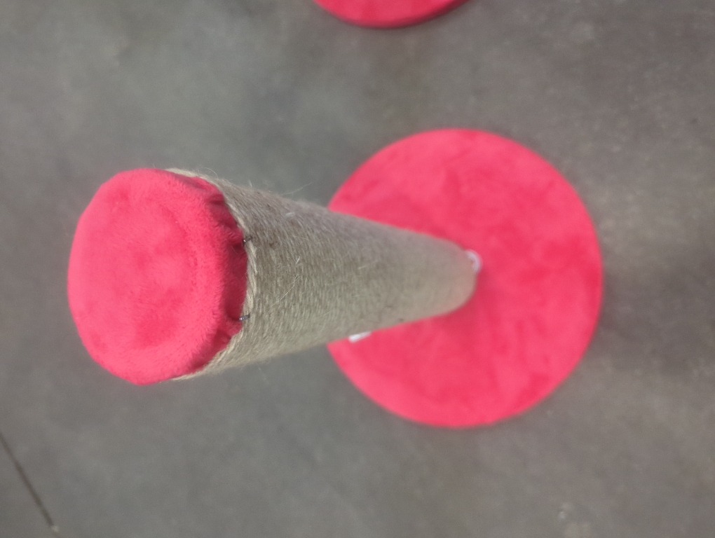 Whisker and Mittens Red Cat Scratching Post with Pink Heart Toy