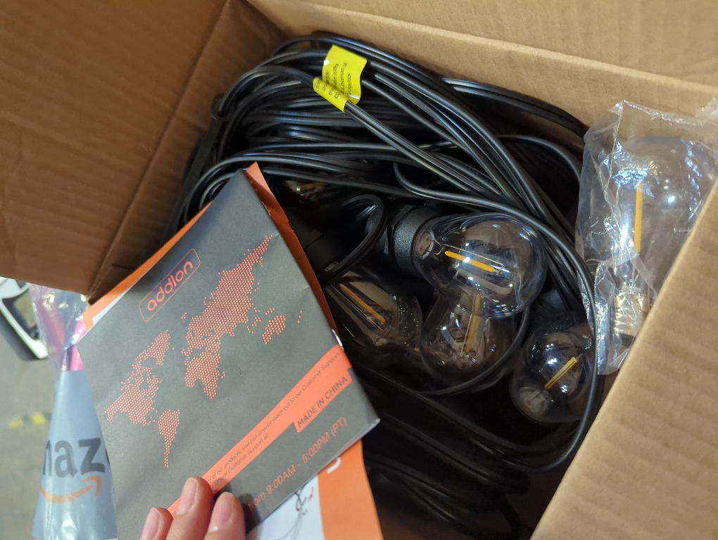 addlon LED Outdoor String Lights 48FT with Edison Vintage Shatterproof Bulbs and Commercial Grade Weatherproof Strand - ETL Listed Decorative Lights for Patio Garden