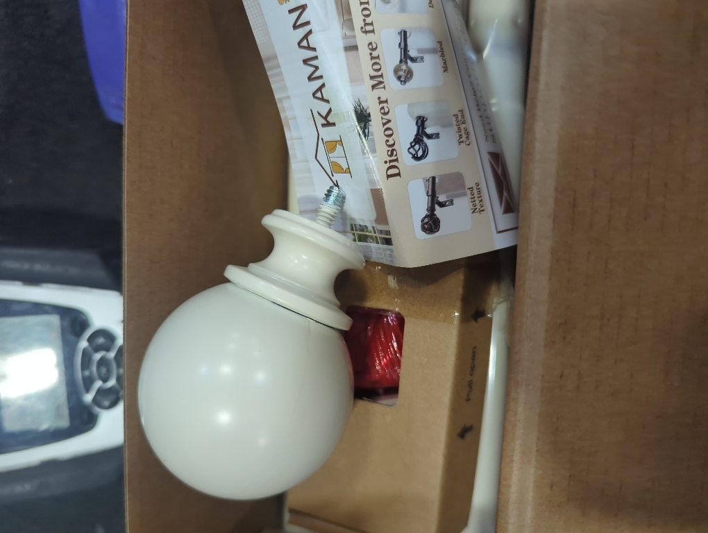 KAMANINA Curtain Rod 32 to 58 Inches (2.6-4.8ft), White Curtain Rods for Windows, 7/8 Inch Adjustable Modern Drapery Rod with Round Finials