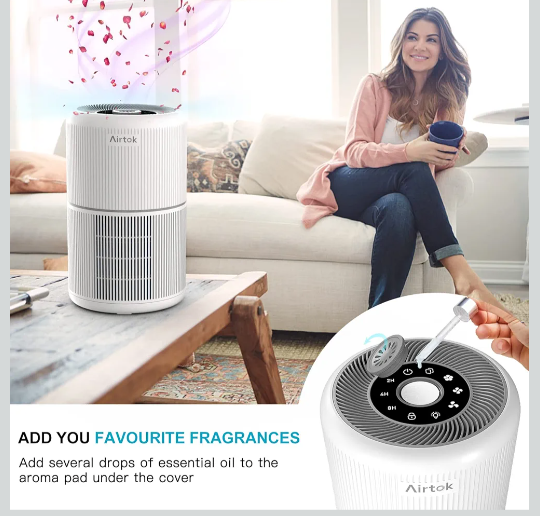 Airtok Air Purifier for Home Bedroom with H13 True HEPA Filter for Smoke, Smokers, Dust, Odors, Pollen, Pet Dander