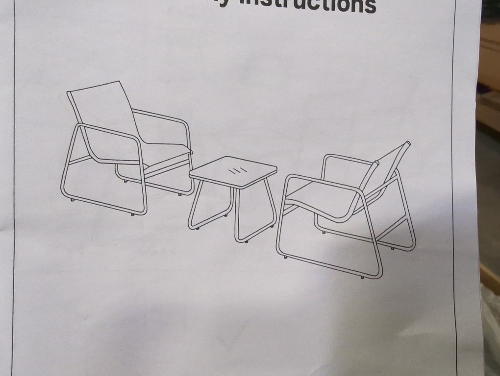 Outdoor 3pc Black Patio Set. 2 Chairs and 1 table