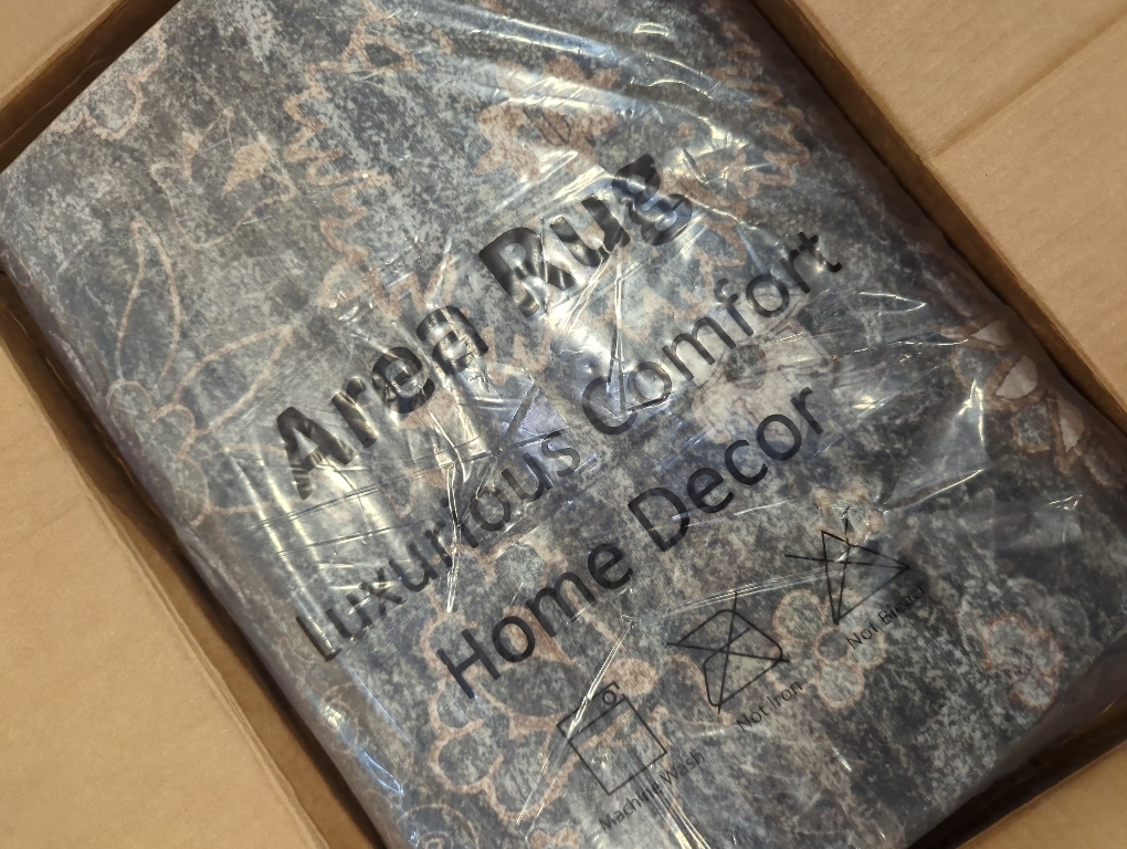 GarveeHome 10x13 Washable Vintage Living Room Area Rug: Vintage Machine Washable Area Rug for Living Room Indoor Large Non-Slip Bedroom Carpet Low Pile Stain Resistant Dining Room Carpet Blue&Brown