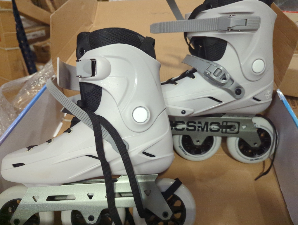 TT3 Adult Size 8-9 Inline Skate - COSMOID High Performance Roller Skates Blades for Women & Men, 3 Wheels 110mm Metal Frame,Indoor Outdoor and Fitness Grey, Size 5-13