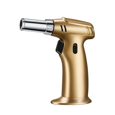 Butane Lighter, Multi-Functional Windproof Lighter, Refillable, Made of Zinc Alloy, Suitable for Camping, Hiking, and Indoor Use(Gold)