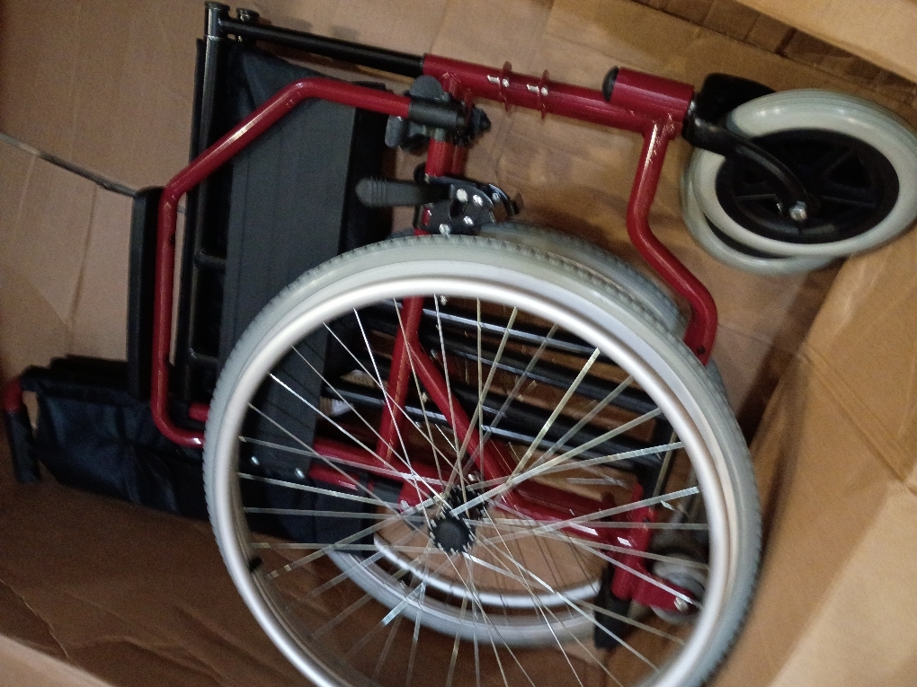 Athena Collection Wheelchair for Adult, Foldable Transport Wheelchair with 17 Width Seat 23.5 Rear Wheel, Wheel Chair with Flit-Back Armrest Swing-Away Footrest and Brake, Support 300 Lbs, Red