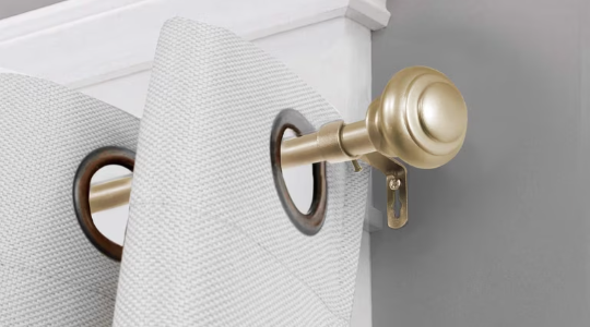 H.VERSAILTEX Gold Single Curtain Rod, 0.75 Inch Diameter, Stainless Steel with Ball Finial, Adjustable 28 - 48 Inch
