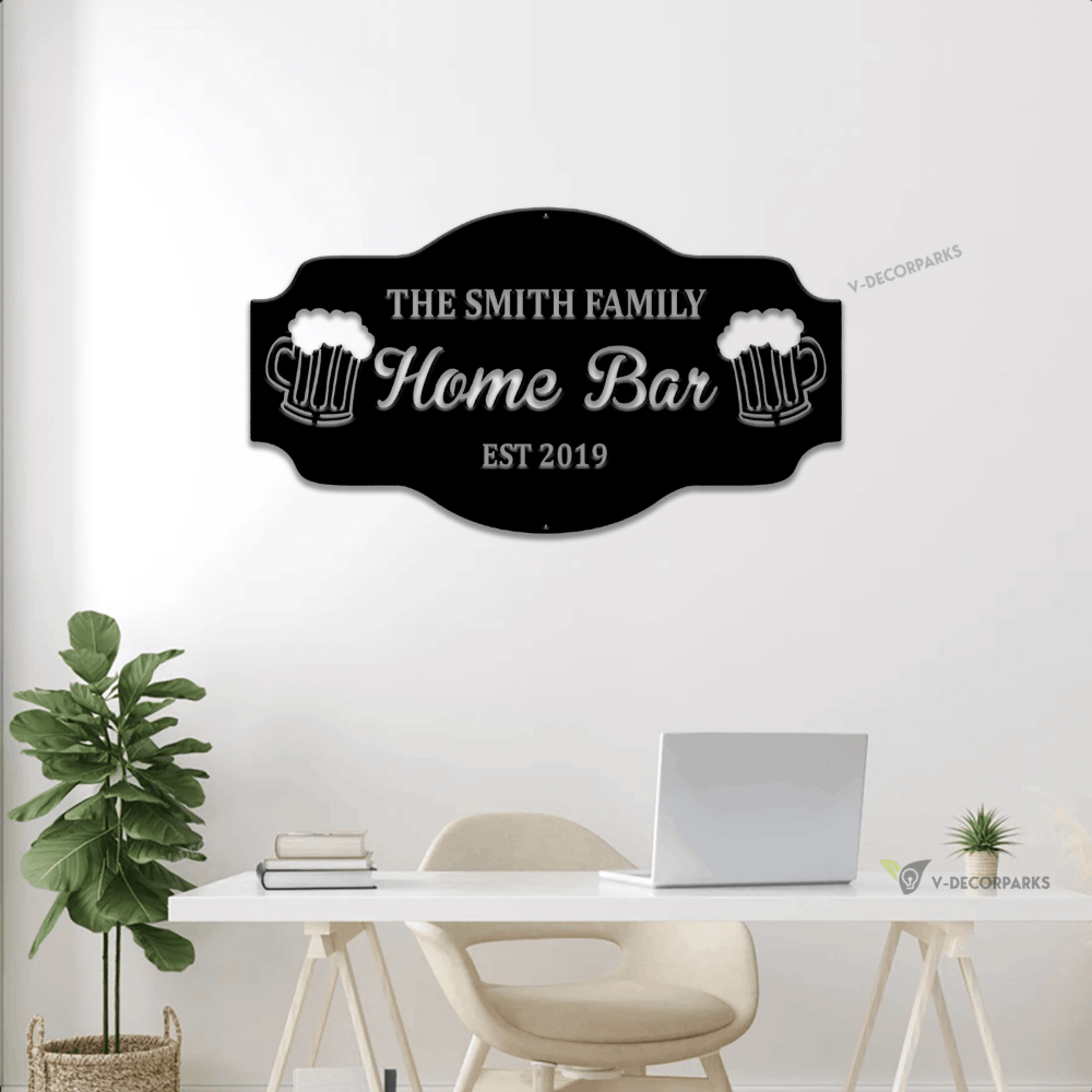 Personalized Home Bar Sign With Led Lights, Custom Bar Name Sign, Home