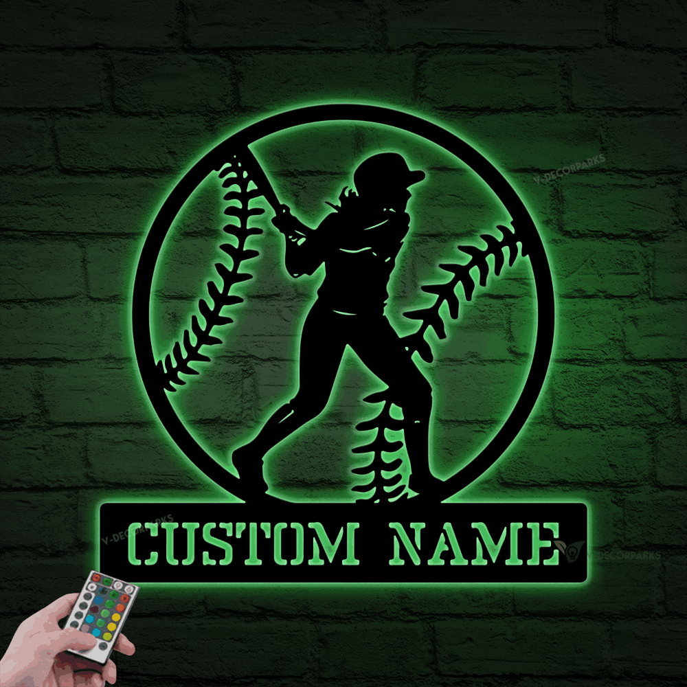 Personalized Softball Metal Sign With Led Lights, Game Room Decor ...