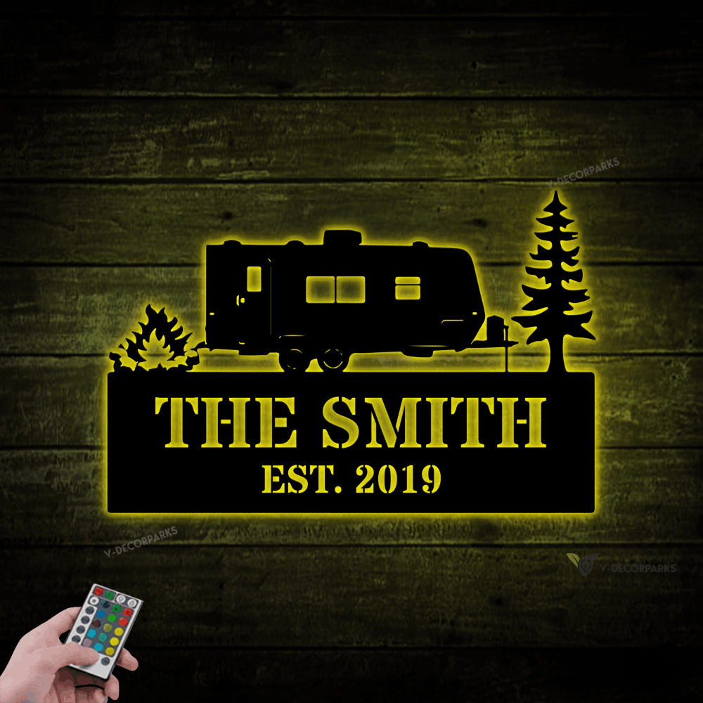 Personalized Camping Trailer Metal Sign With Led Lights, Custom Camper ...