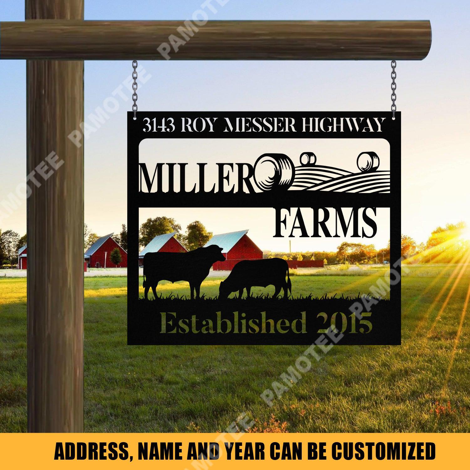 Personalized Metal Farm Sign Barn Cow Cattle Monogram | Nalaprint