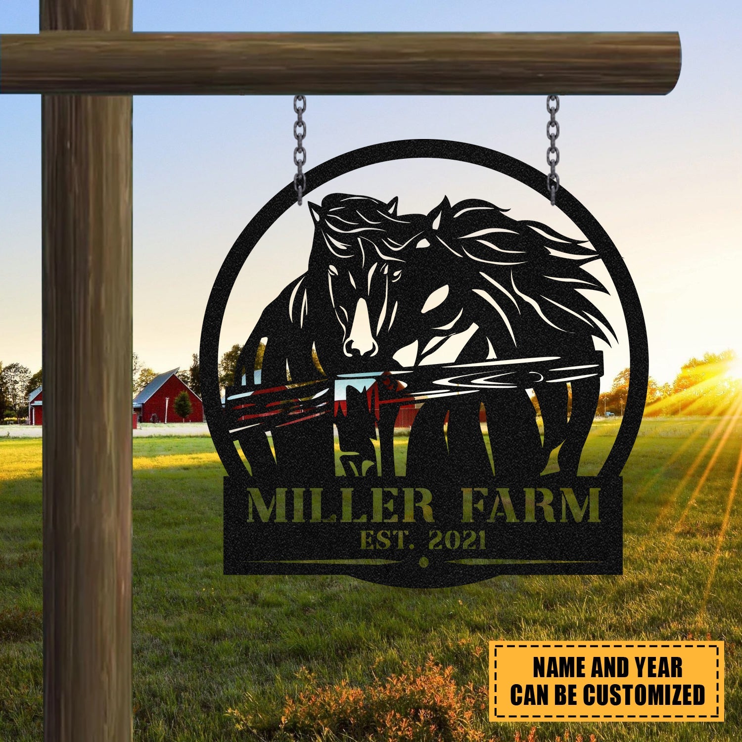 Personalized Metal Farm Sign Horse Monogram, Custom Outdoor Farmhouse ...