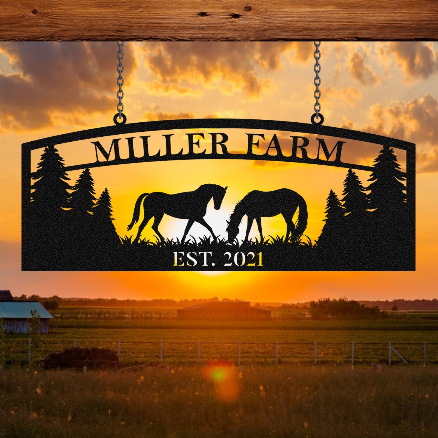 Personalized Metal Sign Horse Monogram, Custom Outdoor Farmhouse, Ranch ...