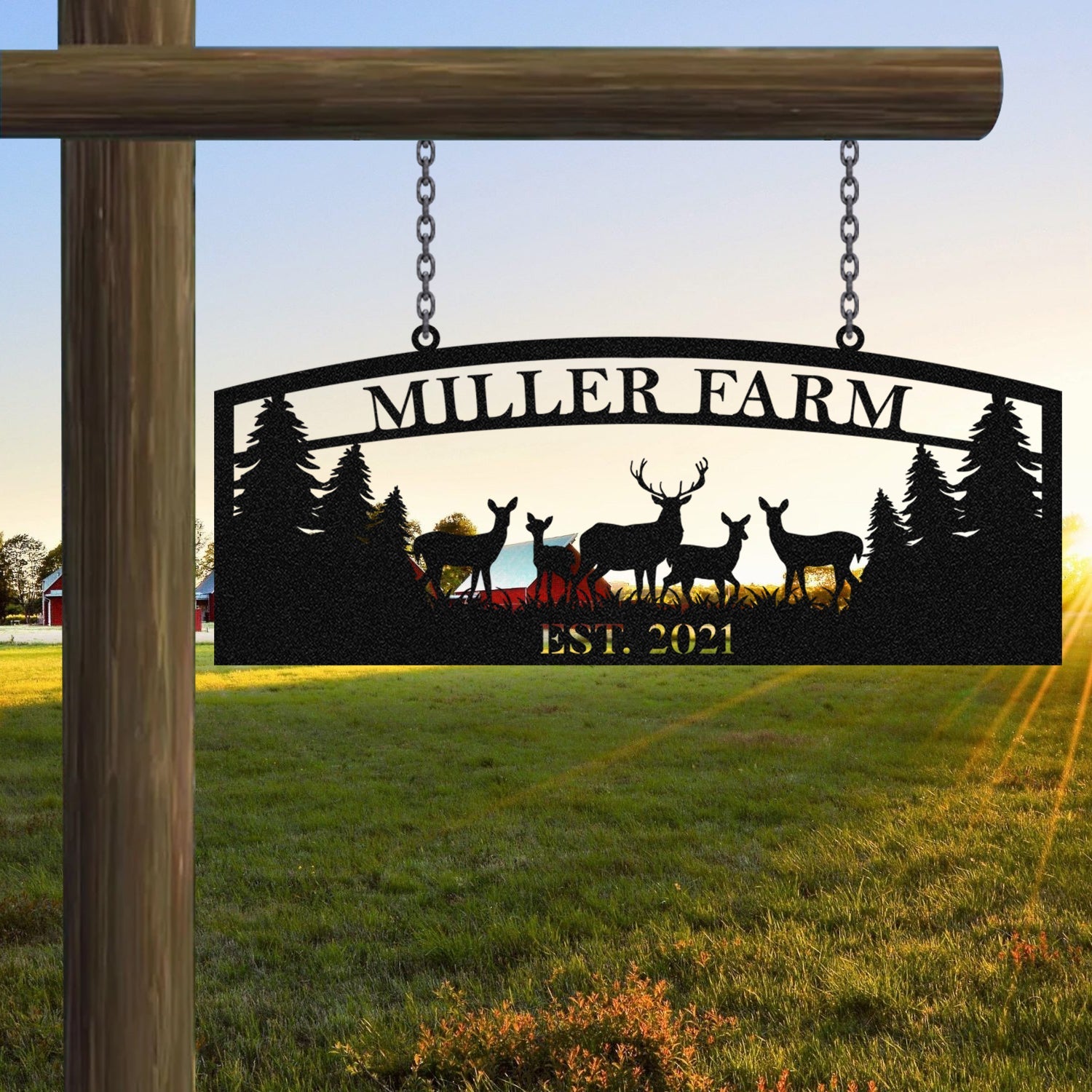 Personalized Family Name Deer Hunting Hunter Metal Sign, Custom Farm, Cabin, Camp, Wall Decor, Art Gift For Him