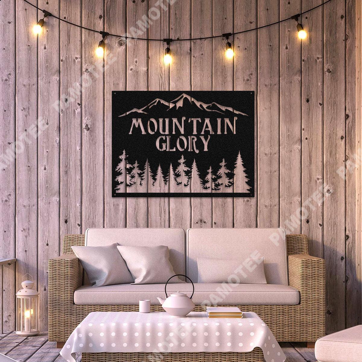 Mountain Glory Forrest Cabin Metal Sign, Lodge Metal Wall Decor Nalaprint