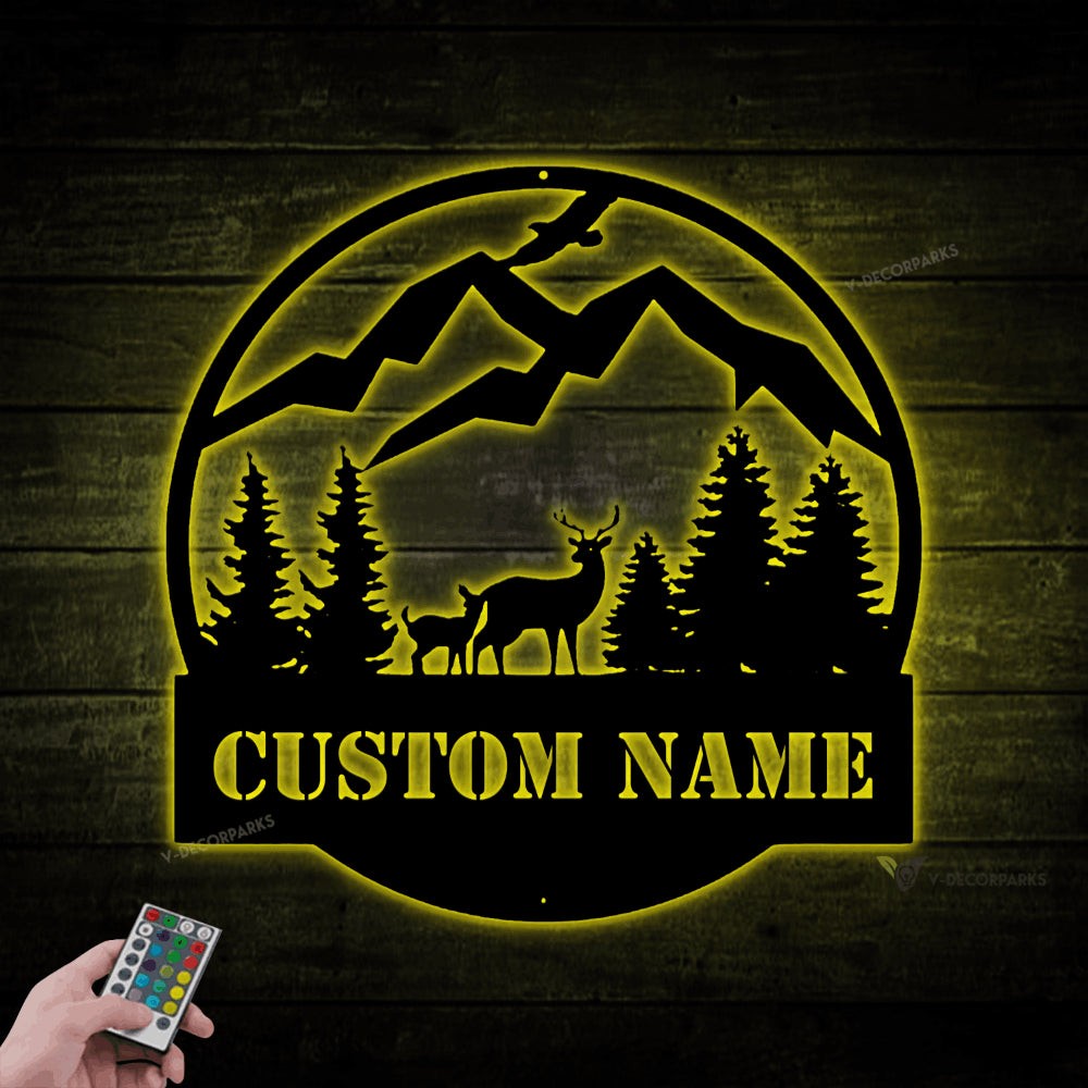 Custom Metal Hunting Sign With Led Lights, Personalized Deer Sign ...