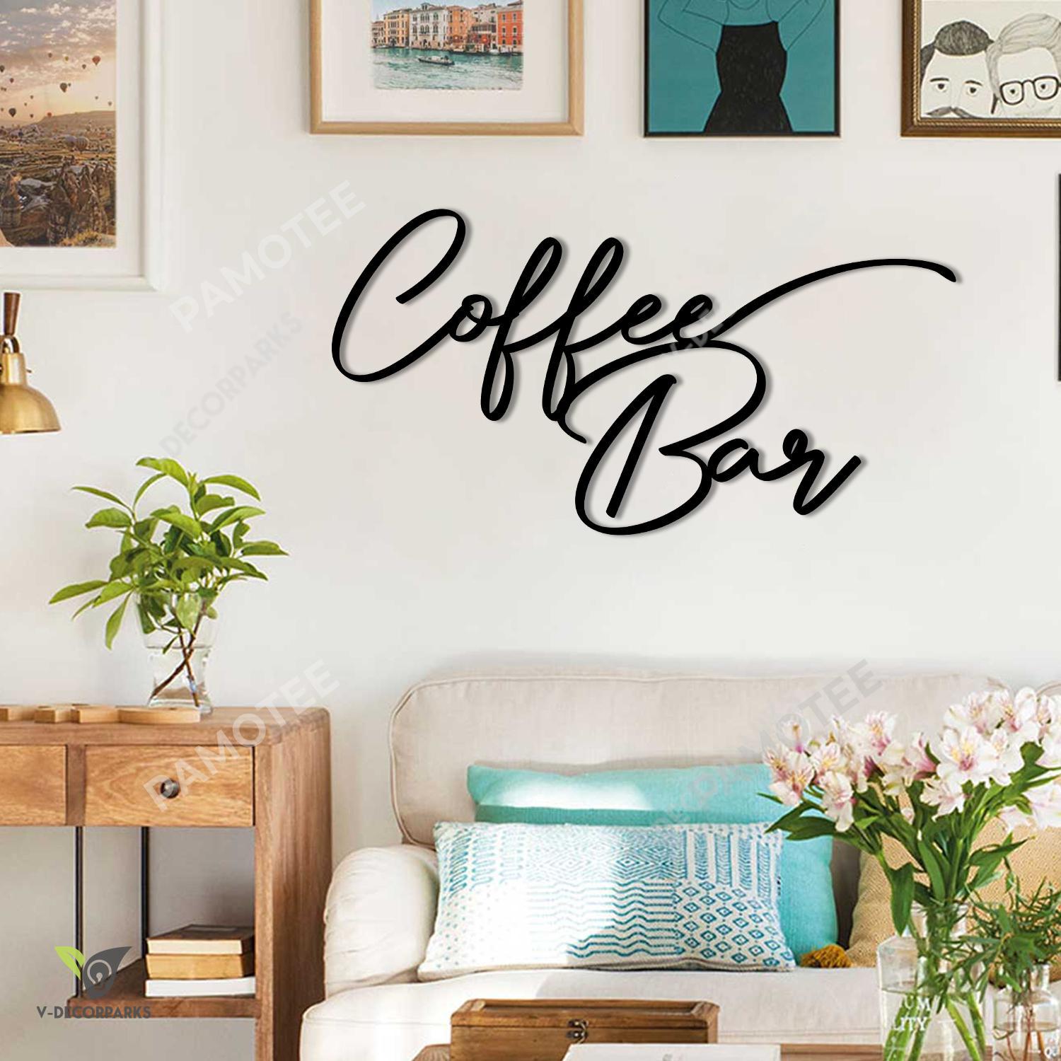 Decorative Coffee Bar Typography Wall Art, Metal Decor For Coffee ...