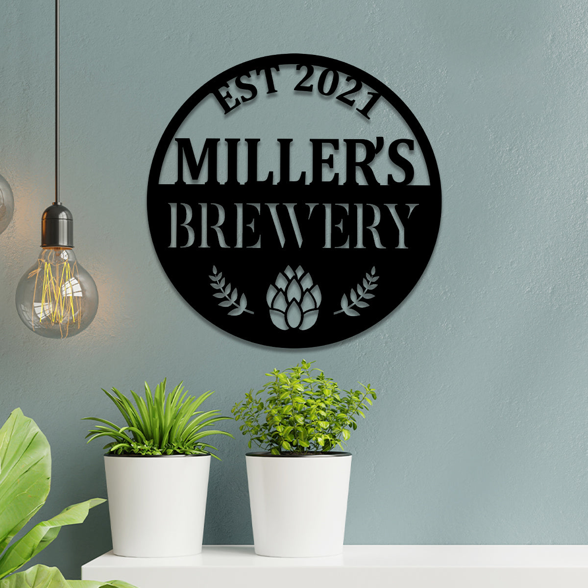 Personalized Beer Hops Brewery Metal Bar Sign