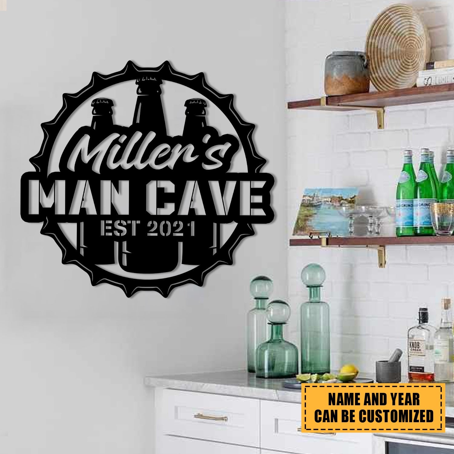 Personalized Beer Man Cave Metal Bar Sign