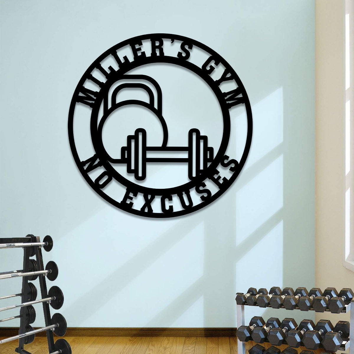 No Excuses Metal Gym Sign, Custom Fitness, Cross Fit Club, Wall Decor