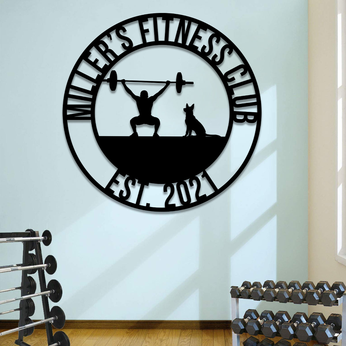 Dog Metal Gym Sign, Custom Fitness Center, Cross Fit, Wall Decor, Wedding, Anniversary Gift For Him