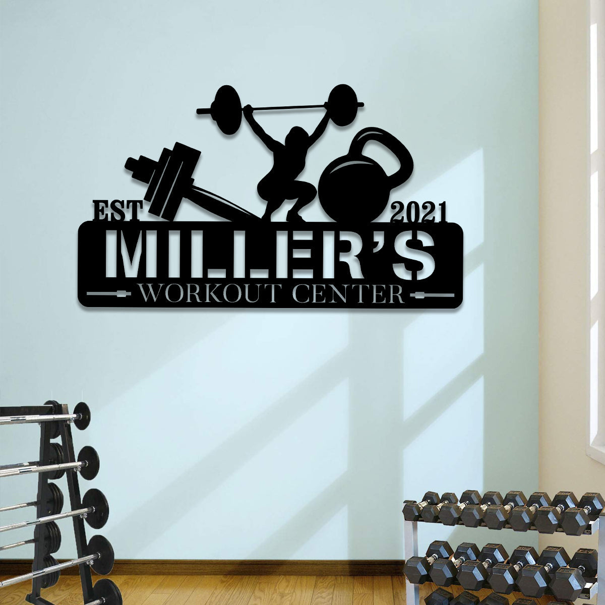 Personalized Women Metal Gym Sign, Fitness, Cross Fit Club Wall Decor, Wedding, Anniversary Art Gift