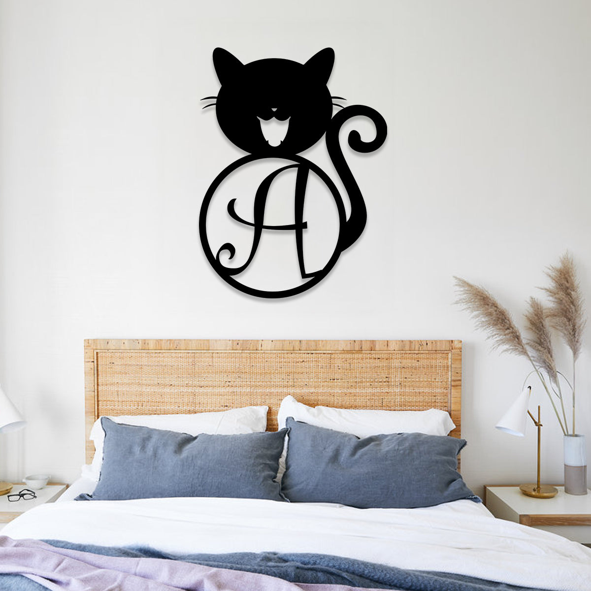 Personalized Name Smiling Cat Metal Sign, Pet Housewarming Metal Art