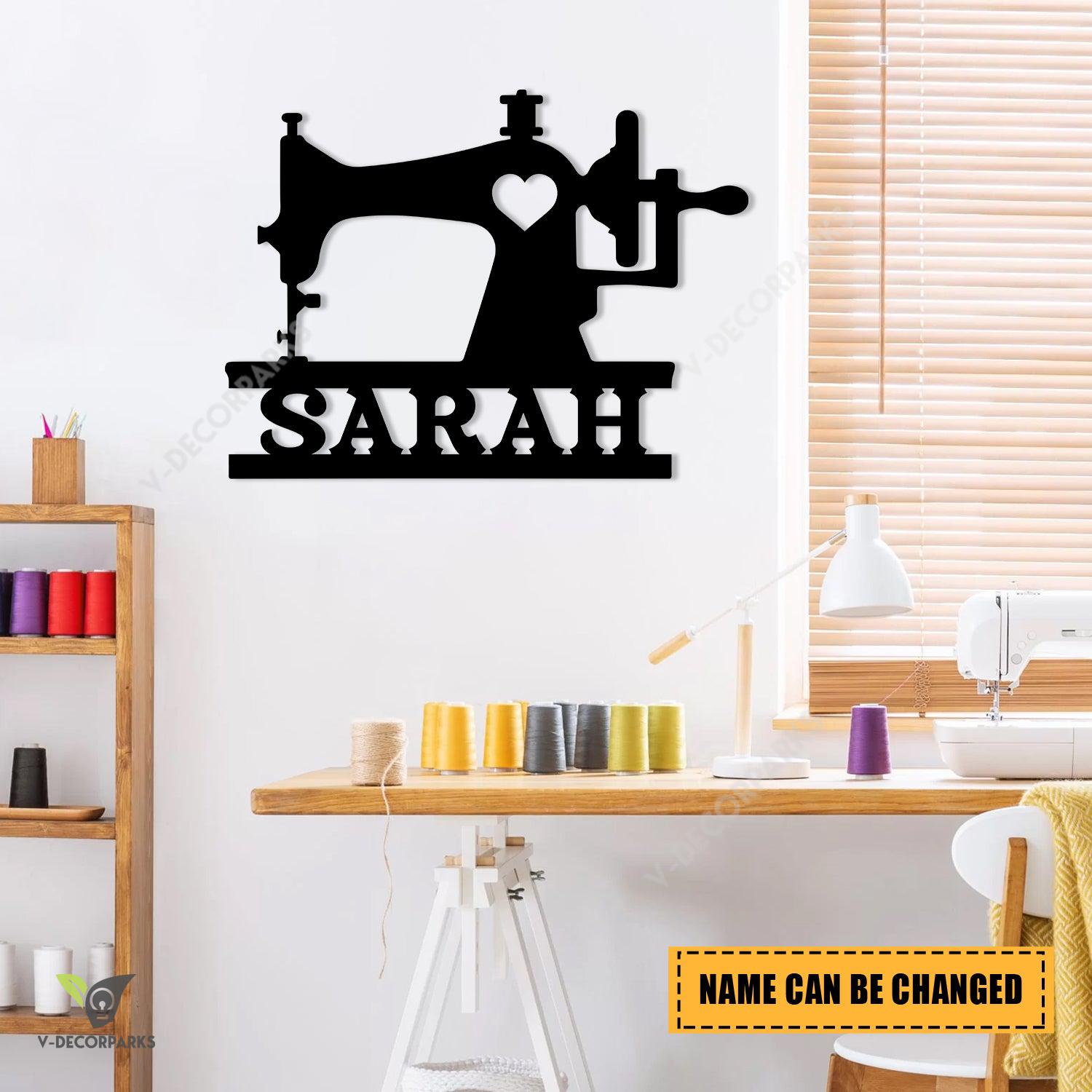 Personalized Sewing Machine Metal Sign, Custom Sewing Room