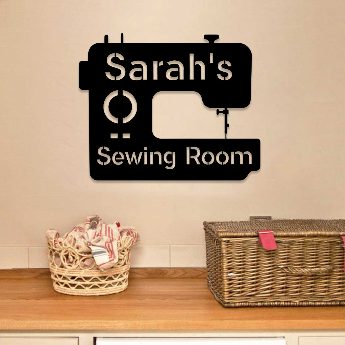 Personalized Sewing Machine Metal Sign, Quilting, Tailor Room Metal Art