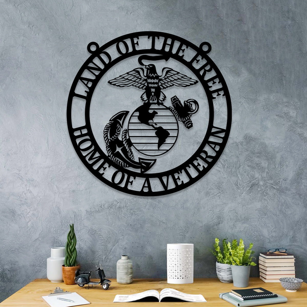 Personalized Land Of The Free Home Of A Veteran Us Marines Metal Sign