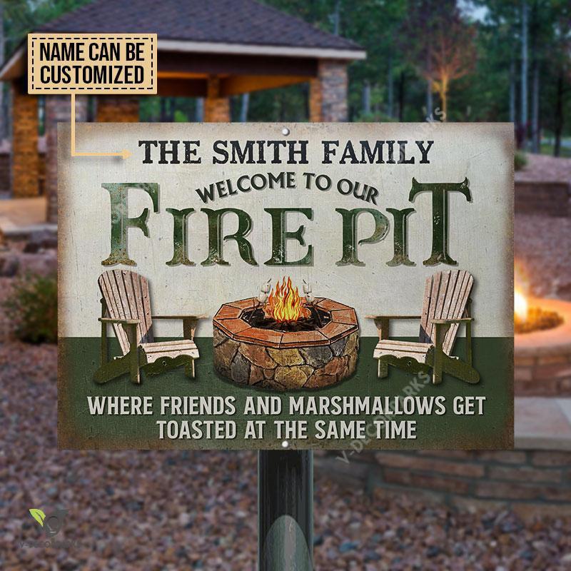 Personalized Fire Pit Get Toasted At The Same Time Custom Classic Metal Signs, Printed Metal Sign, Metal Wall Art, Metal House Sign