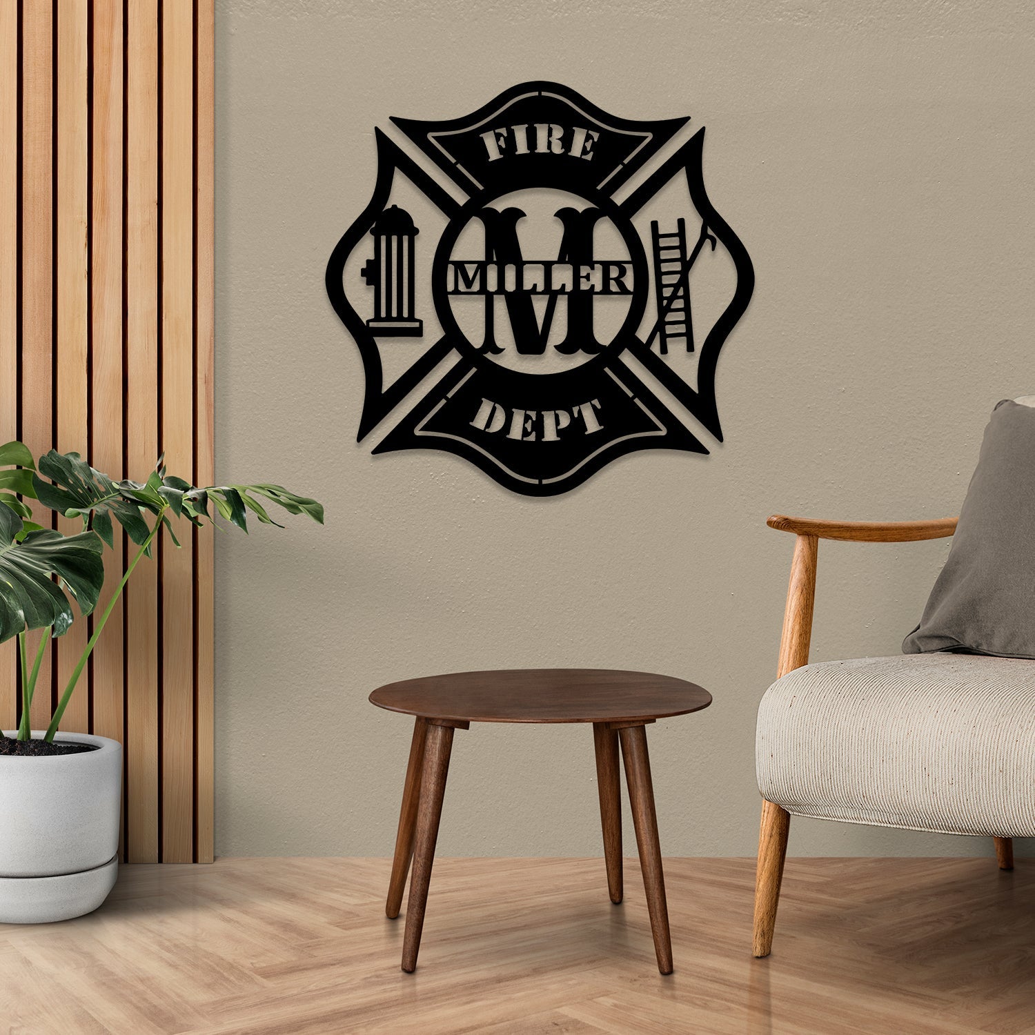 Personalized Name Fire Dept Firefighter Metal Wall Decor, Gift For Fireman