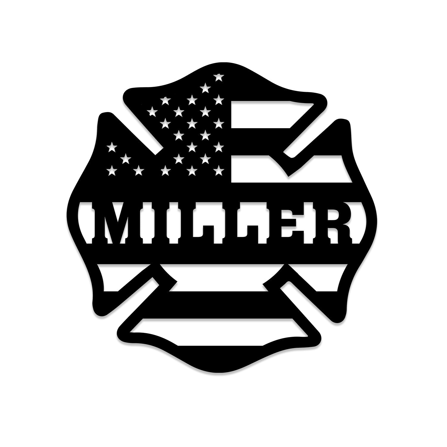 Personalized American Flag Firefighter Logo Metal Plaque, Housewarming Art, Fireman Gift