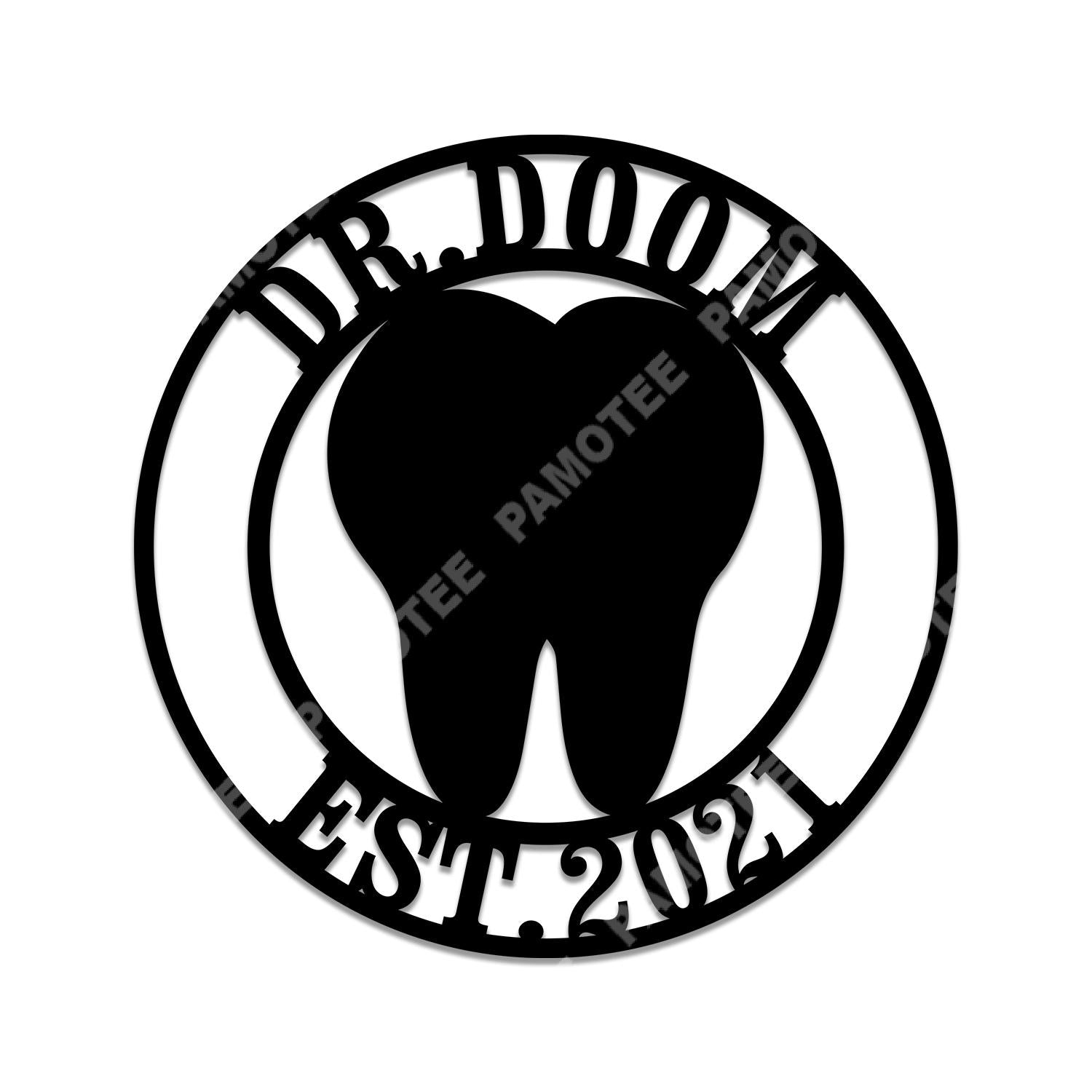 Custom Name And Date Tooth Dental Metal Sign, Gift For Dentist