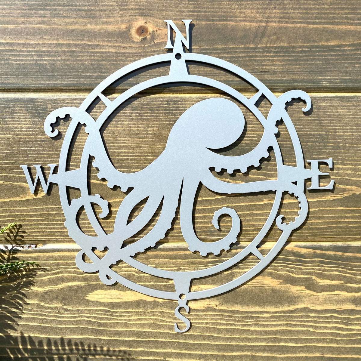 Octopus Compass Wall Decor, Cut Metal Sign, Metal Wall Art, Metal House ...