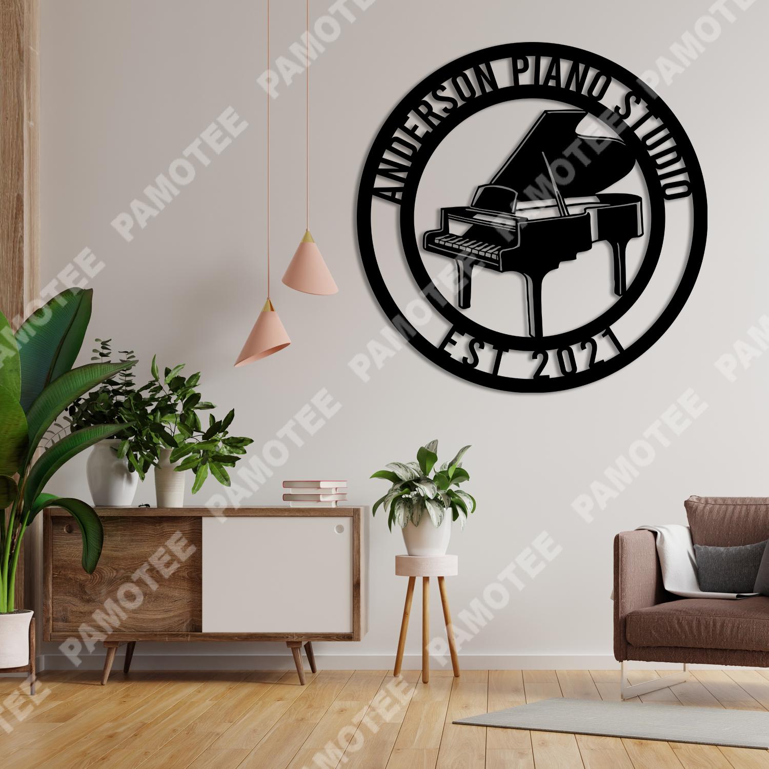 Customized Name And Date Piano Metal Sign, Piano Shop Decoration