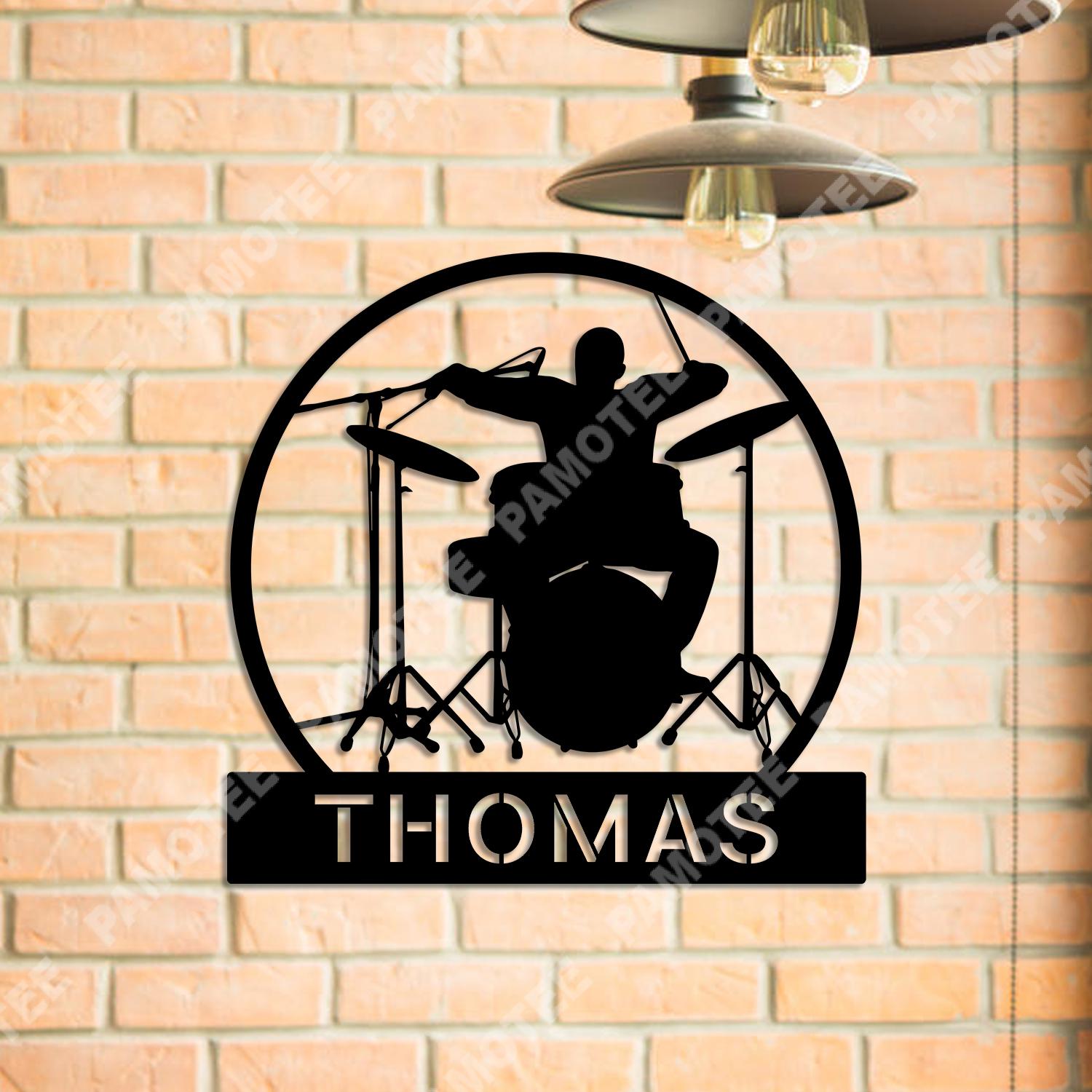 Personalized Drummer Male Metal Sign, Steel Gift For Drum Lovers