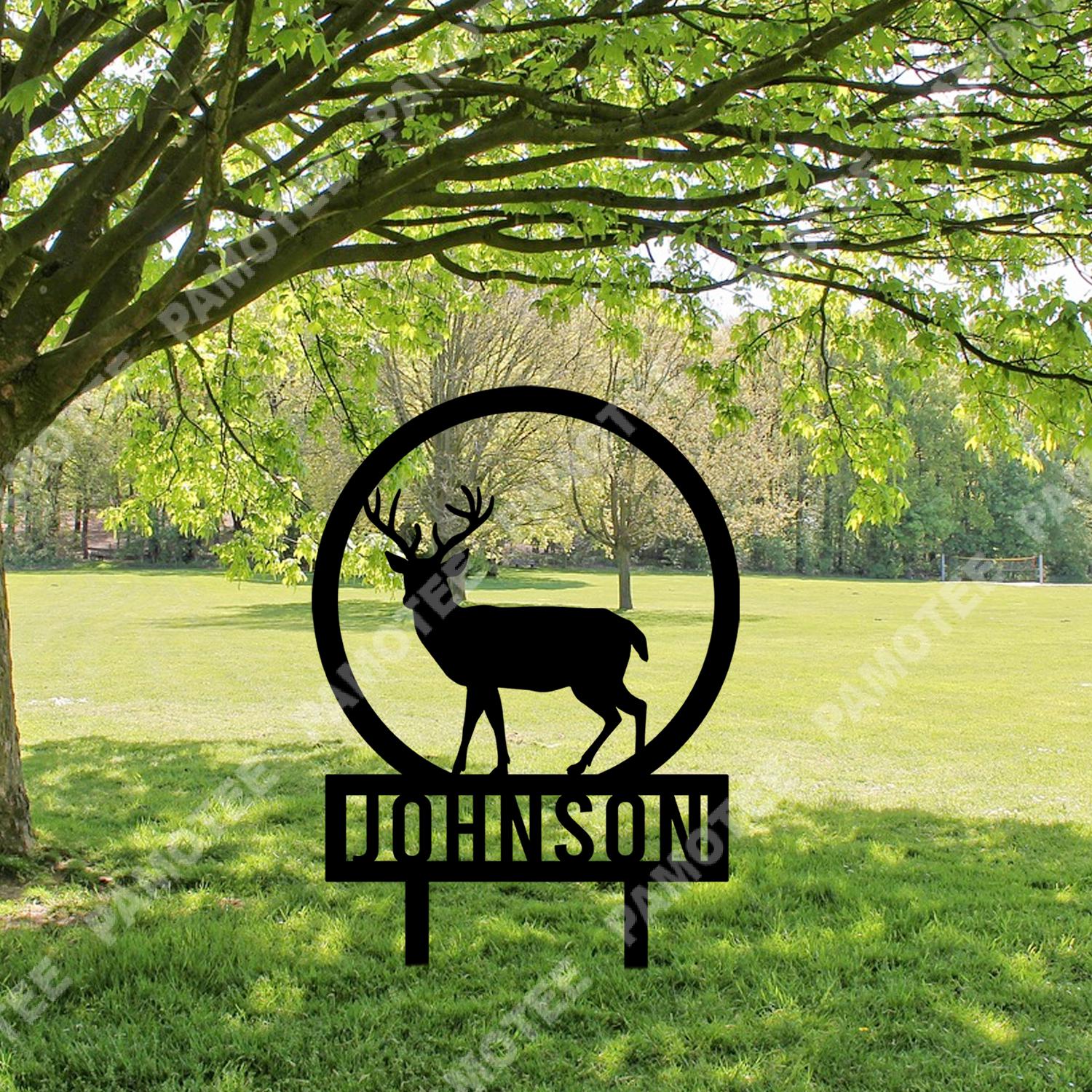 Custom Name Deer Metal Sign, Hunting Yard Sign, Laser Cut Art