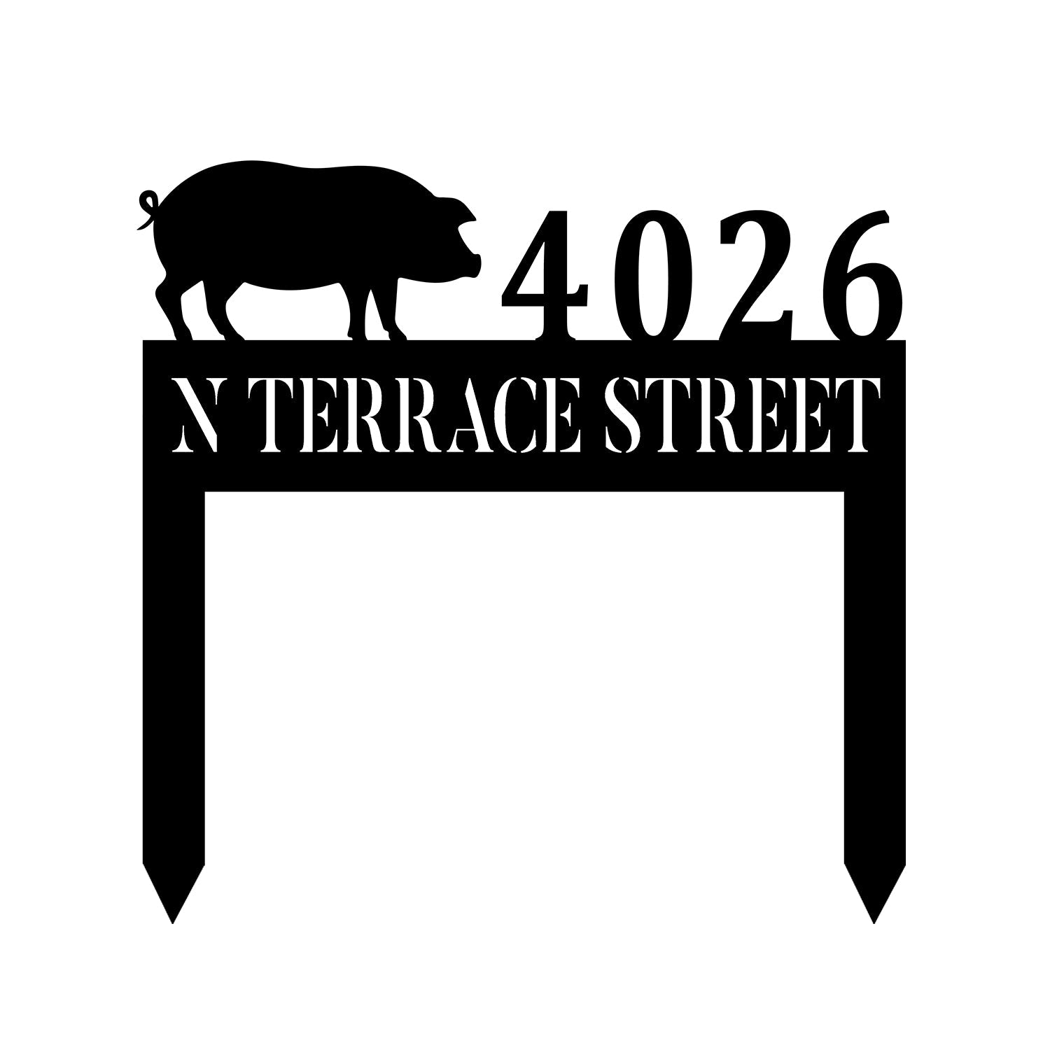 Custom Address Pig Metal Art, Farm Steel Sign, Ranch Decor