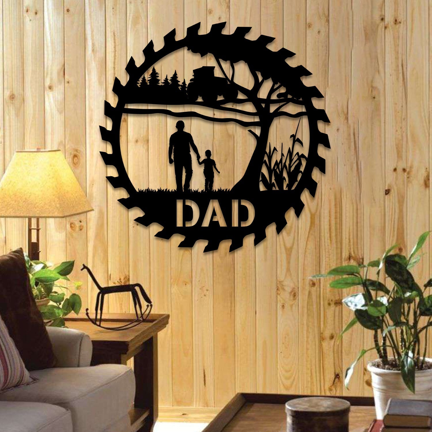 Personalized Dad And Son Metal Farm Art, Gift For Father