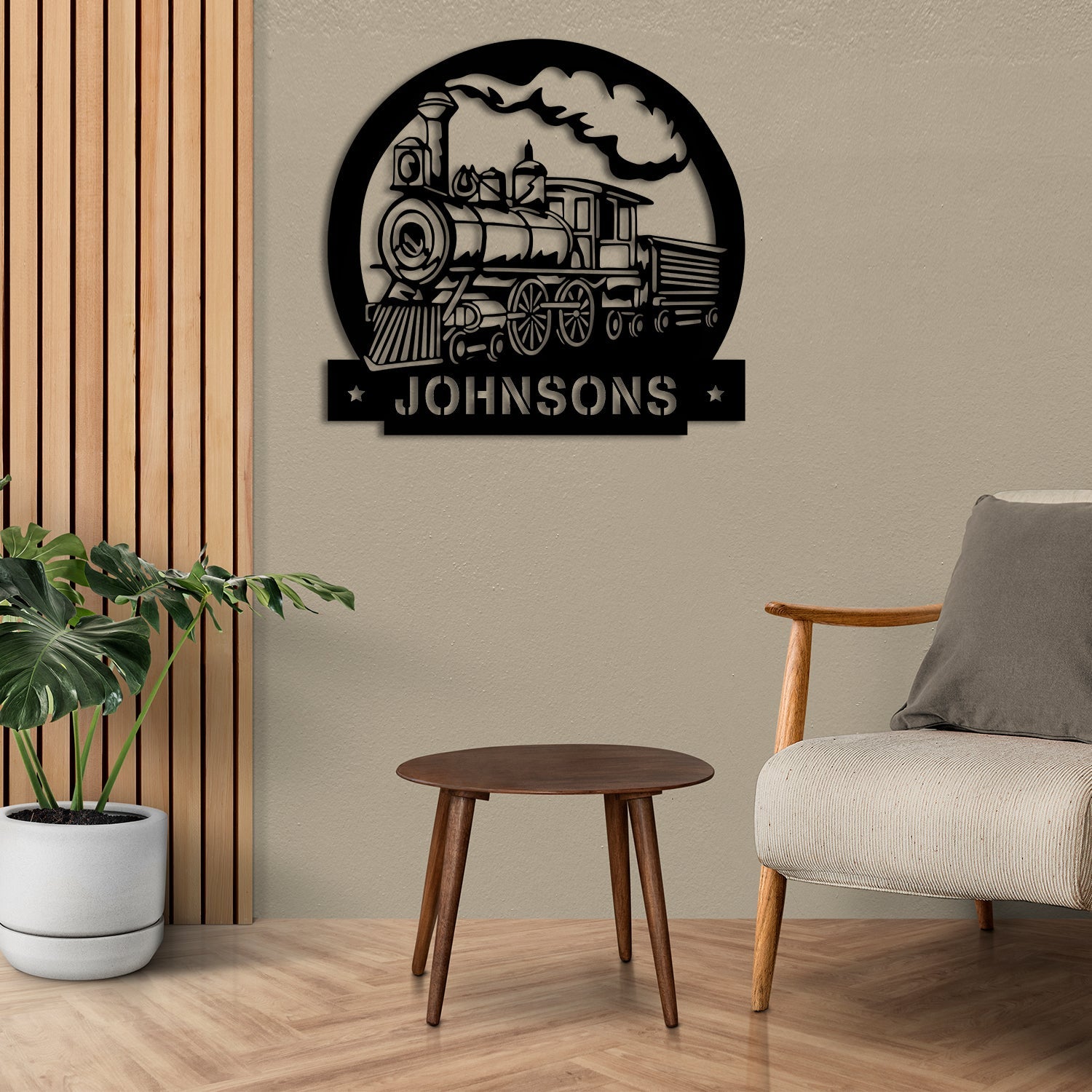 Customized Family Name Vintage Train Metal Art, Home Decoration