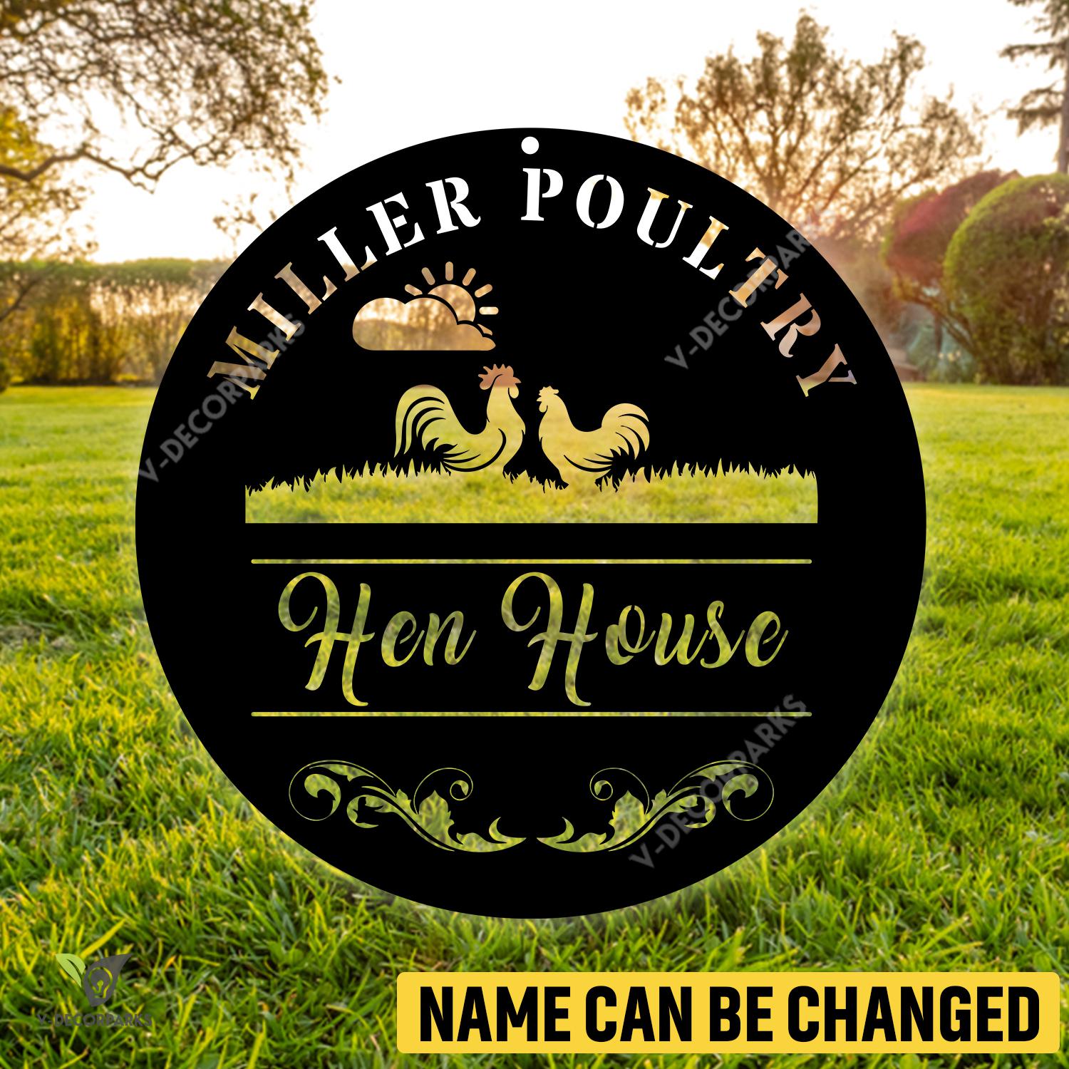 Custom Poultry, Hen House Metal Sign, Chicken, Poultry, Hen House Welded Farm Art