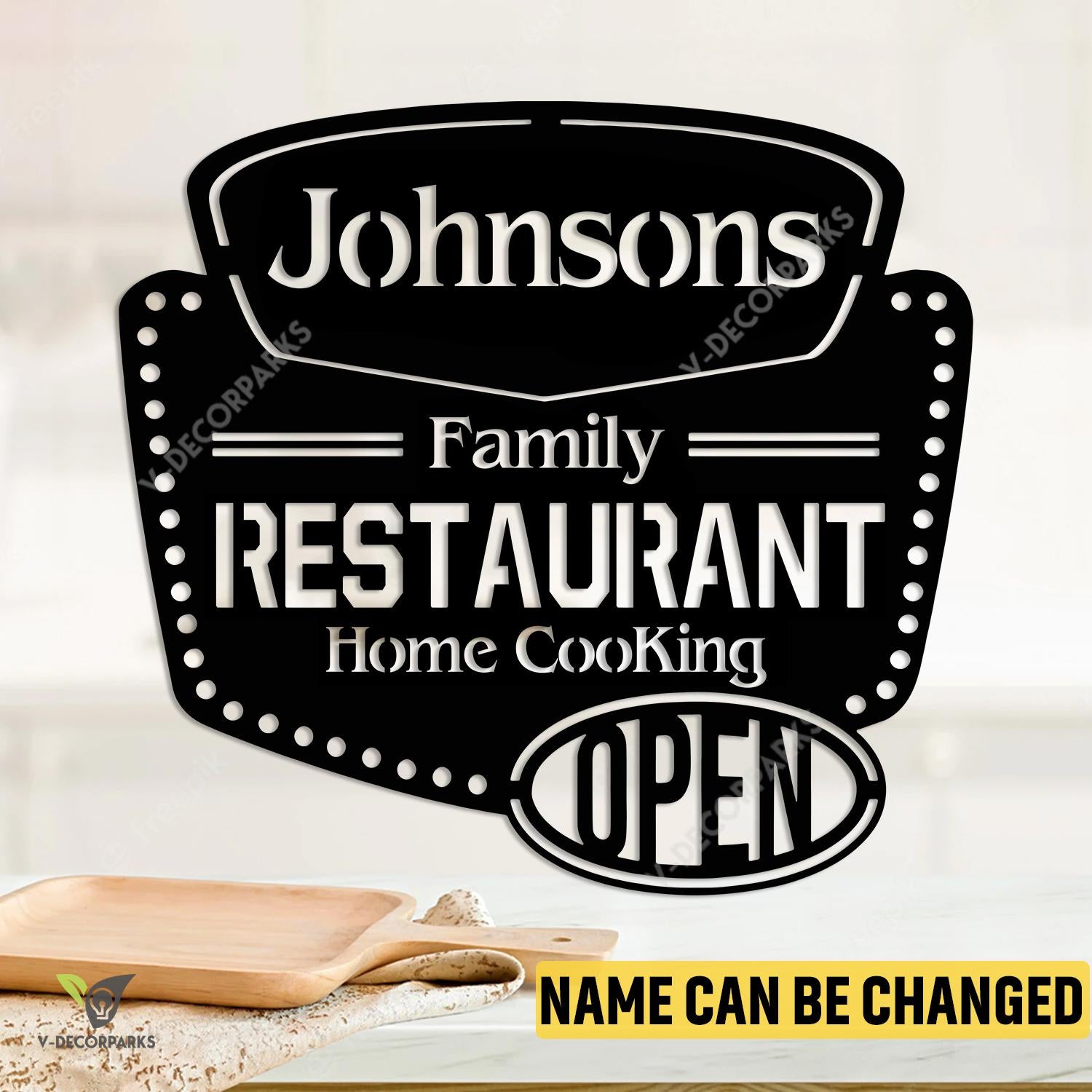 Customized Family Restaurant, Home Cooking Metal Sign, Funny Family Restaurant Metallic Artwork