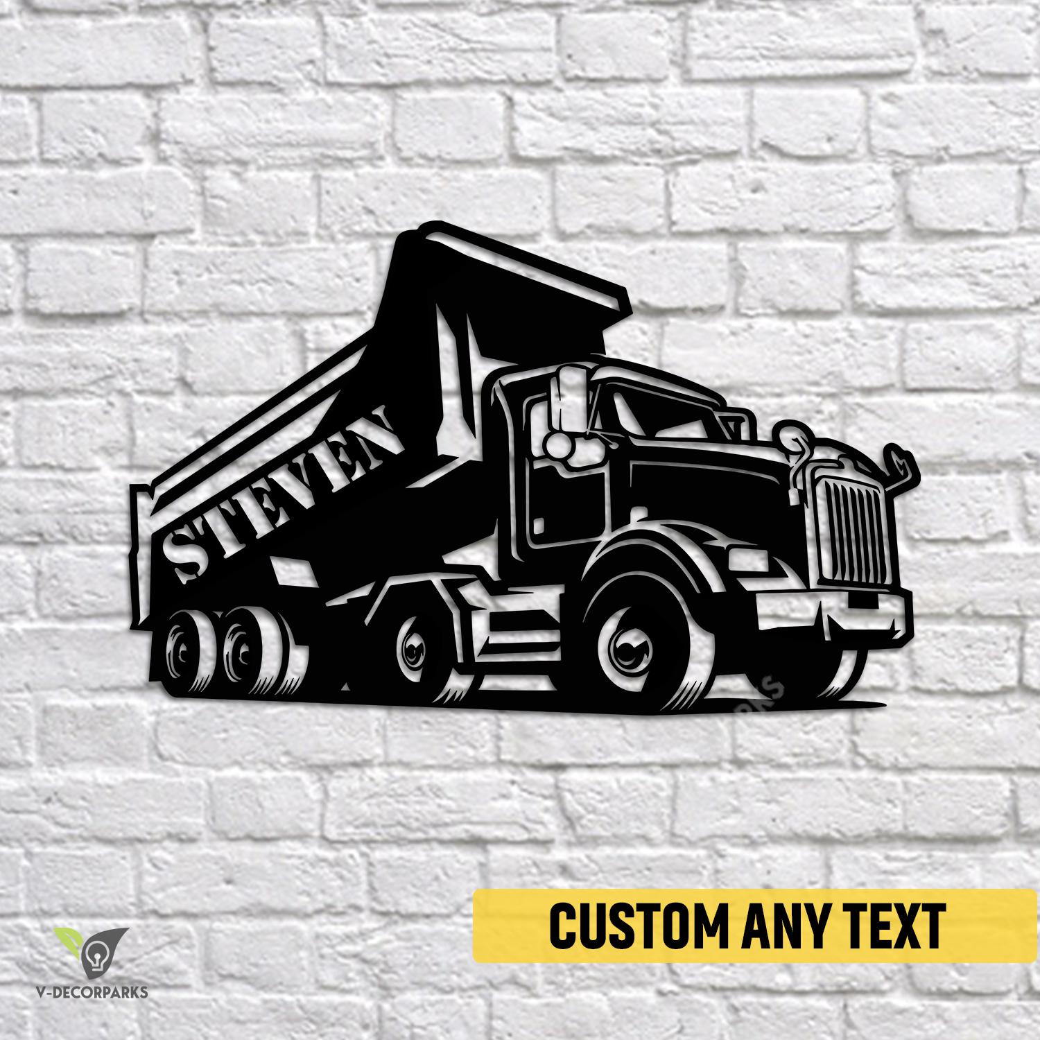 Personalized Dump Truck Metal Art, Dump Truck Construction Cutout Artwork For Father